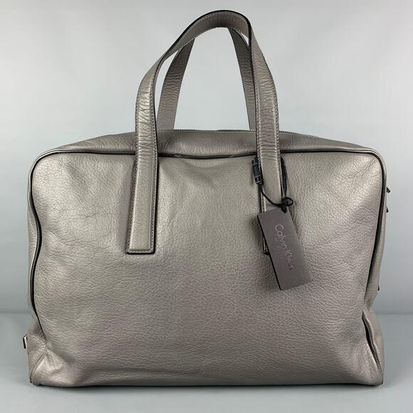 CALVIN KLEIN COLLECTION Grey Leather Travel Bag - Picture 1 of 6